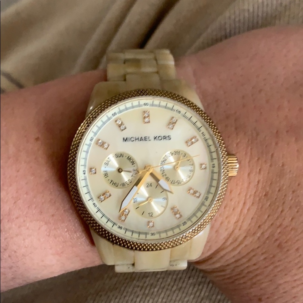 Michael Kors Tan/Gold Mk5039 Ritz Horn Watch